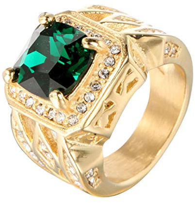 HIJONES Herren Rostfreier Stahl Jahrgang Zirkonia Diamant-Ring