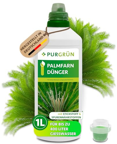 Purgrün® Palmfarn-Dünger 1 Liter – Fördert schnelles, gesundes Wachstum – Premium-Flüssigdünger mit Spurennährstoffen – Stärkt die Widerstandskraft – Für bis zu 400 Liter Gießwasser