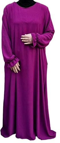Yaqeen Jazz Abaya side pockets Muslimah Maxi dress Islamic Prayer Dress Ideal Casual/Mosque/Madrassa/Ramadan/Eid/Hajj/Umrah (Purple)