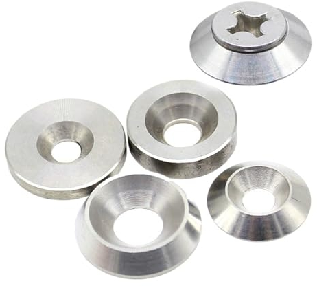 Rondelle fraisée, rondelle de coupelle en acier, M3 M4 M5 M6 M8 M10 M12 rondelle fraisée conique plate joint de tête solide concave et convexe rondelles coniques en acier inoxydable (couleur : argent,