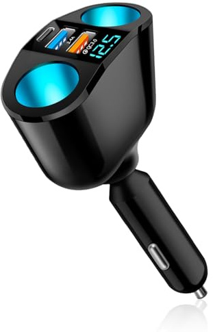 Sdoppiatore Accendisigari Auto, 120W Presa Accendisigari Doppia, QC3.0/PD/2.4A Presa USB Accendisigari, Presa Accendisigari 12V/24V, Caricatore Auto USB C Adatto per Telefoni Cellulari GPS Videocamere