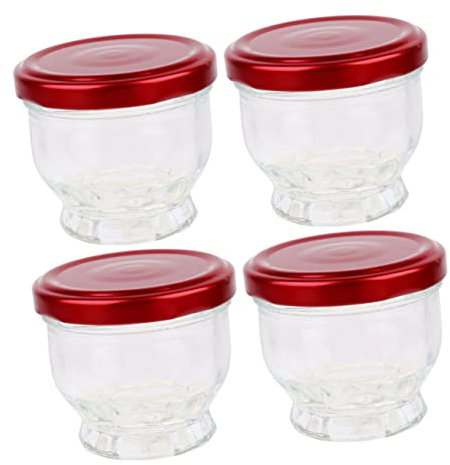 LABRIMP Cubilose Glass Dessert Jars 75ml Heat-resistant Pudding Bottle Honey Jar for Home Use 4pcs Set