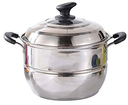 UQACHG Vaporiera a 2 Livelli, vaporiera in Acciaio Inox, Inserti per vaporiera, Set di pentole per Cottura a Vapore di Verdure, Adatte a Tutti i Tipi di fornelli