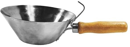 HGZLQKD Stainless Steel Bucket Scoops Concrete Tool Wooden Handle Bricklaying Bowl Steel Scoops for Putty Plasterers Mortar