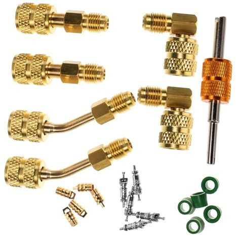 SWOOMEY Kit Adaptateurs pour Système Climatisation HVAC Mini Split avec Clé et Vanne à Bille Coudée en Alliage Cuivre-Plastique, Usage Sûr et Polyvalent