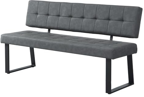 B&D home Sitzbank Sigfrid - Eckbank Esszimmer Mit Lehne, Sitzbank Flur, Pflegeleichter Bezug aus Kunstleder in Dunkel Grau, Kaltschaum-Polsterung, Für Esszimmer, Küche & Flur, 160 cm