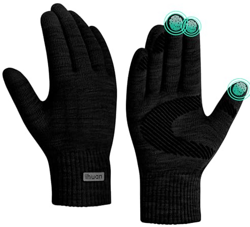 ihuan Thermal Winter Gloves for Men Women Cold Weather Warm Touch Screen Gloves for Running Cycling Riding Hiking Driving