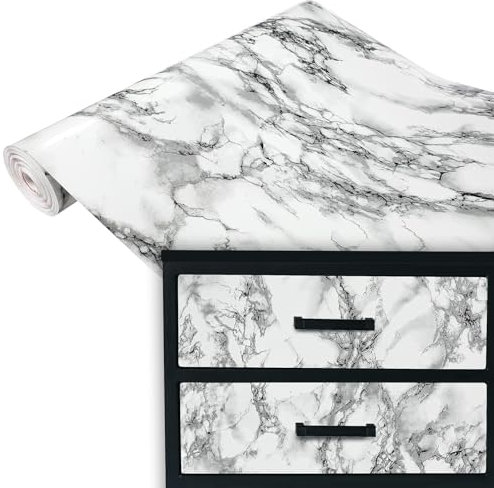 DecoMeister Klebefolie Möbel 67,5x100 cm | Selbstklebende Möbelfolie in Stein- und Marmoroptik | Klebefolie für Möbel ideal für Küche, Bad und DIY Projekte | Marmi Marmor Schwarz/Weiß