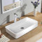 LIFEZEAL Lavandino Bagno, Lavabo da Appoggio, 60 x 35 x 11 cm, Lavabo Bagno, Glassa in Porcellana, Rettangolare, Scarico Escamotable, Ideale per Casa Ristorante e Hotel, Bianco