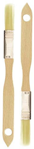teemando® 2 X Haushaltspinsel, flach, 0,5 Zoll 18 x 1,5 cm, ein Backpinsel mit Naturborsten aus Buchenholz