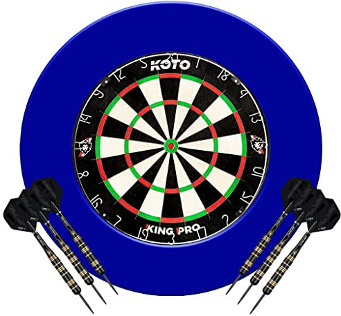 KOTO - King Pro Surround Dartset Blau, 3 Barrels, 2 Sets Flights, 2 Sets Shafts (Short & medium), Dartwallet, Dart Auffamgring Pfeile & Wände