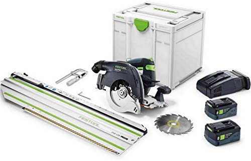 Festool Akku-Handkreissäge HKC 55 5,0 EBI-Set-FSK 420 (mit Akkupacks, Schnellladegerät, Kreissägeblatt, Innensechskantschlüssel, Kappschiene), im Systainer
