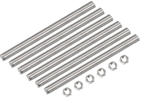 QUARKZMAN 15 Pcs M12 x 250mm Entièrement Fileté Tige avec 15 Pcs Hex Écrous, 1,75 mm Filetage Pas 304 Inox Acier Droite Main Fileté Tiges Barre Goujons