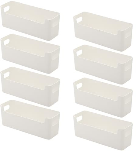 FYting Aufbewahrungskorb,8 Stück Badezimmer Organizer, Schubladen Organizer | Schminktisch Organizer,U-Port-Organizer Box für Schreibwaren, Socken, Unterwäsche, Datenkabel(Weiß, 25,5x8,5x8 cm)