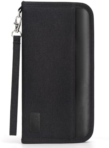 Boonbery Reisepass Organizer Familie Reisepass Tasche mit RFID-Blocker, Reiseunterlagen Organizer Tragbare Reisepasshülle Ausweistasche für Damen und Herren