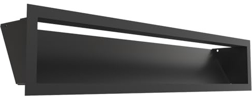 Kratki LUFT ventilationsgaller 12x60 cm svart – metallgaller för eldstäder och värmesystem, rektangulärt, 45° lutande, modernt, pulverlackerat, för väggmontering, funktionellt och dekorativt