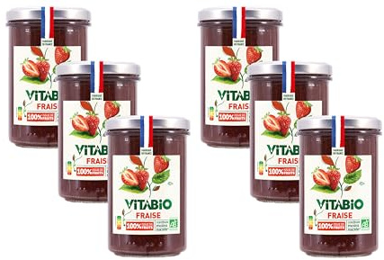 VITABIO - Confiture de Fraise 100% issue de fruits - BIO - Lot de 6-6x275g