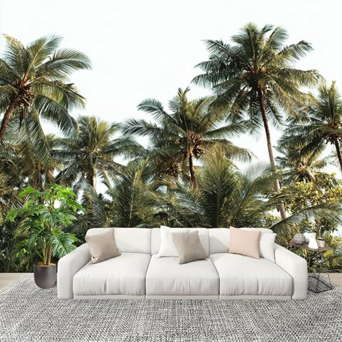 Genérico Papel Pintado Panorámico 300x210 cm PatróN De Planta Verde Tropical Personalizable Fotomurales No Tejido Póster Pared Decoración Verde 3D Duradero y Resistente a las manchas Fotomurales