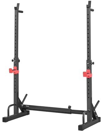 VEVOR Stazione di Forza Sportiva con Altezza e Larghezza Regolabili, Attrezzatura per Allenamento della Forza da 250 kg con Supporti per Bilanciere e Ganci a J per Distensioni su Panca