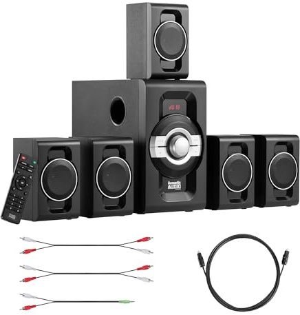 Acoustic Audio by Goldwood AA5240 Home Theater 5.1 Bluetooth Speaker System with USB and SD Inputs, Black