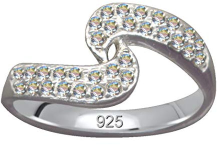 RING Jugendstil Echt Sterling Silber 925 Zirkonia Kristalle Liebe Glaube Hoffnung Emotion Symbol Motiv Stil Objekt Silber extravagant neu gut schön modisch funky stylisch weiss klar transparent