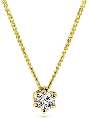 MIORE Kette Damen 0.15 Ct Diamant Halskette mit Anhänger Solitär Diamant Brillant Kette aus Weißgold 14 Karat / 585 Gold, Halsschmuck 45 cm lang