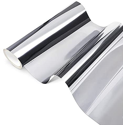 Lámina de vinilo holográfica cromada de Plata, brillante metálico adhesivo permanente Silver rollo 30,5 x 250cm, para manualidades, herramientas Silhouette Cameo Cricut (Plata)