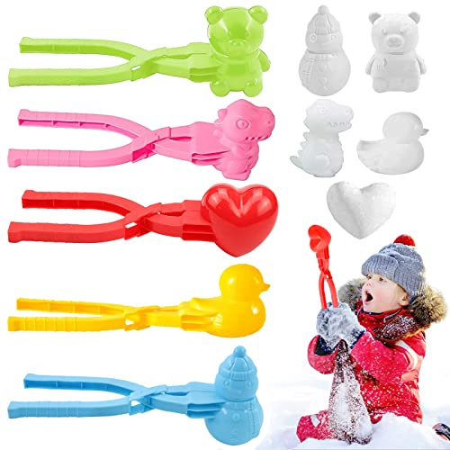 KOIROI 5 Pezzi Formine per Palla di Neve, Clip Invernale, Varie Forme, Giocattolo per Ragazzi e Ragazze, Divertimento per l'Inverno e la Spiaggia (C)