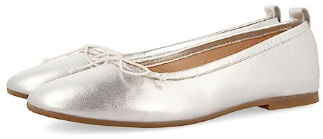 GIOSEPPO Bailarinas Plateadas de Piel para Mujer satteins