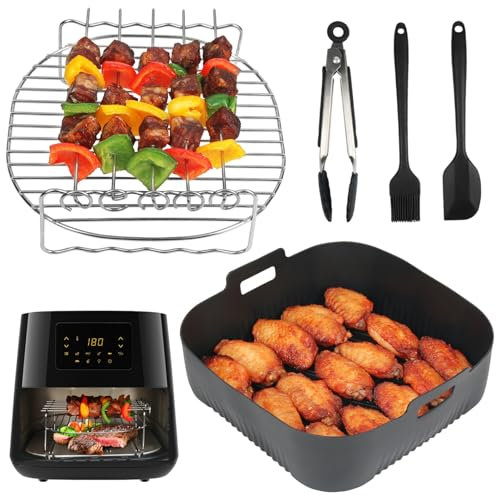 Fritteusen Zubehör für Cosori Fritteuse 5.5L XXL Philips Essential Airfryer XL 6.2L, Russell Hobbs Heißluftfritteuse XXL 8L, 21cm Silikonform für Heißluftfritteuse