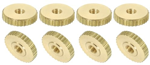 sourcing map Knurled Thumb Nuts, 8Pcs M3 x D11mm x H2.5mm Brass Flat Head Through Hole with Collar Flat Head Through Hole Round Knobs Fasteners for 3D Printer Parts, Machine Tools