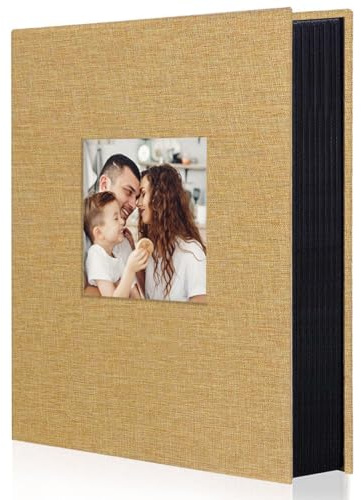 Miaikoe Fotoalbum 10x15 300 Leinen Album Slip in für Familie Hochzeitstag Album Buch Holds 300 Horizontal 10x15cm Fotos Khaki