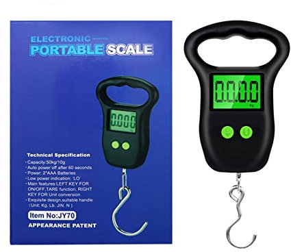 USKI Balance Suspendue Mini électronique 50Kg 10g Balance Suspendue LCD Balance numérique Poids de pêche Balance de Poche balances à Bagages 200kg/300kg/50KG(Rot)