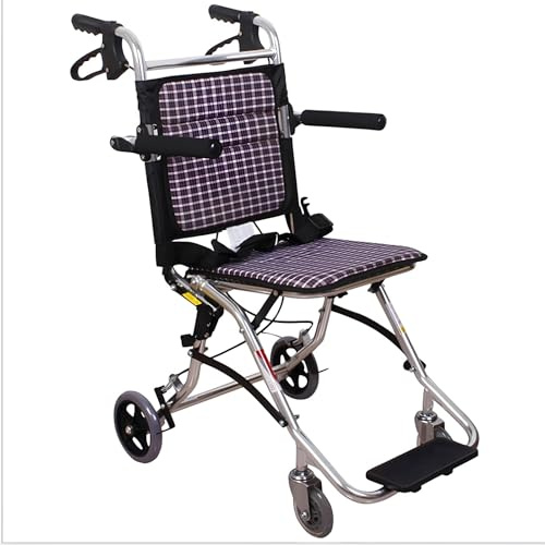 DYHQQ Fauteuil Roulant De Transport Pliant Léger Fauteuil Roulant De Transport Portatif En Aluminium Avec Frein À Main, Petit Fauteuil Roulant Compact Pour Adultes Et Enfants