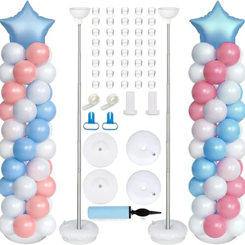 Balloon Arch Kit Set of 2,Balloon Arch Stand,2m Height Adjustable Balloon Column Stand Display Frame with Stand Base,Metal Balloon Tower Stack for floor,Birthday,Party Decoration,Wedding (Type 1)