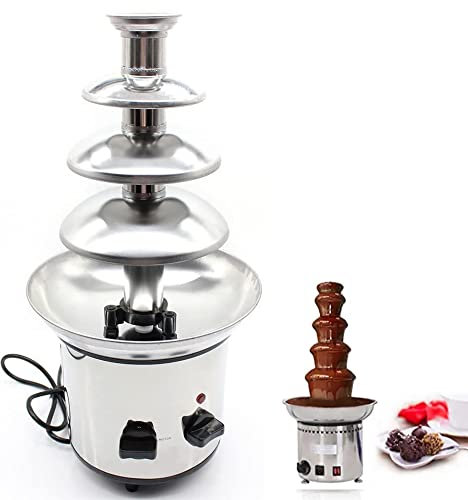 KLYDBMYT Fontana per fonduta di Cioccolato a 4 Livelli, Macchina per scaldare Il Cioccolato in Acciaio Inossidabile per Cioccolato, Caramelle, Burro, Formaggio, capacità di 4 libbre