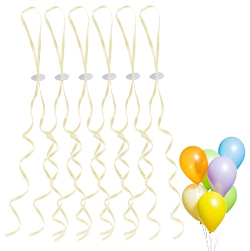 NHGKJU 100 chiusure per palloncini con nastro da 5 mm (2 x 50 pezzi) – Nastro per palloncini senza nodi, 1,2 m di filo per pezzo – Filo per palloncini e set di chiusura in plastica (oro)