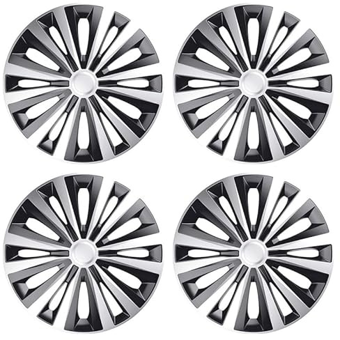 15 Wheel Trims For CITROEN E BERLINGO - Set of 4, Sleek Design, Black & Silver Wheel Trims Hub Caps, Alloy Look, x4