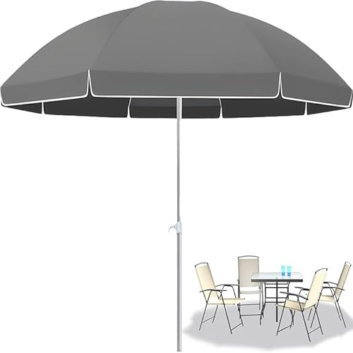 Ombrellone da spiaggia portatile da 1,8 m, rotondo, per esterni, per patio, leggero, albicocca, protezione UV, facile da installare, ideale per campeggio e viaggi