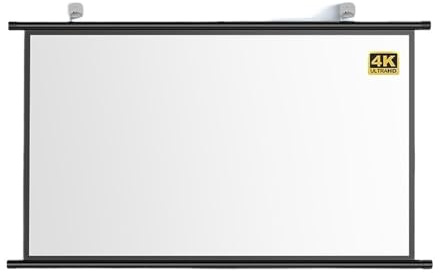 Portable Roll-Up Projector Screen, Black Manual Pull Down Projector Screen 30-72 Inch 4:3 16:9(30 Inch (16:9))