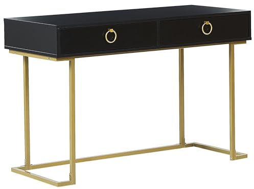 Beliani Moderner, rechteckiger Konsolentisch schwarz/Gold mit Metallgestell Westport
