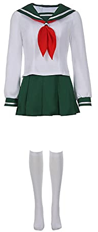Hinevey Women Kagome Higurashi School Uniform Sets Anime Sailor Dress Halloween Cosplay Costume
