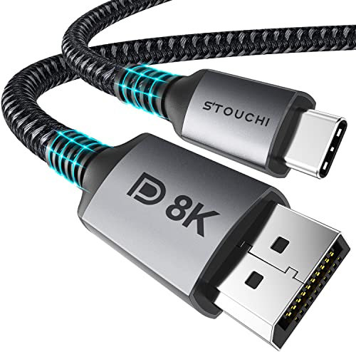 Stouchi USB C DisplayPort 1.4 Kabel 8K@60Hz 4K@144Hz/120Hz 5K@60Hz 2K@240Hz Thunderbolt 3/4 auf DP HBR3 32,4Gbps Typ C DP 1.4 Unidirektionale für M3 MacBook Pro 2M VESA-zertifiziert