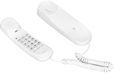 Annadue Telefono Fisso con Filo, Telefono Fisso da Scrivania e da Parete con Pulsanti Grandi, Pulsante con Luce per Ufficio, Hotel, Casa, Bagno (Bianco) TC-990