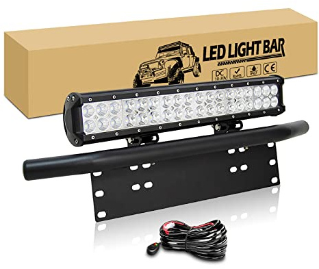 RIGIDON 45cm 108W Barre Led, 58cm Support de Fixation de Plaque D'immatriculation et 12V câblage kit, Barre Lumineuse LED pour Offroad Véhicules Voiture 4x4 Camion, 6000K feu antibrouillard