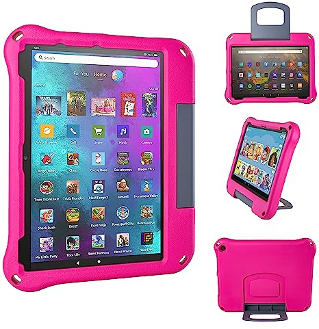 Funda para Tablet Fire HD 10 para niños (versión 2021/2023, 11ª/13ª generación), Funda Oqddqo para Amazon Kindle 10 Plus, Especialmente Reforzada con Cuatro Esquinas de Doble Capa con Soporte, Rosa