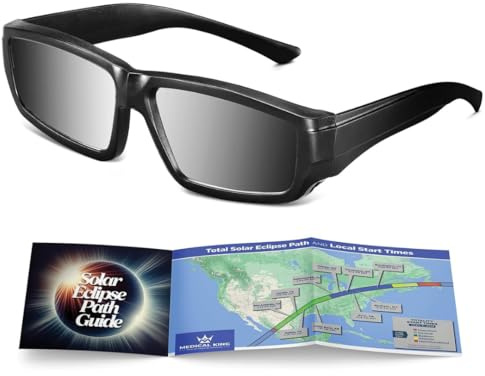 Medical king Solar Eclipse Glasses Approved 2024 (1 pack) CE and ISO Certified Safe Shades for Direct Sun Viewing + Bonus Eclipse Guide With Map