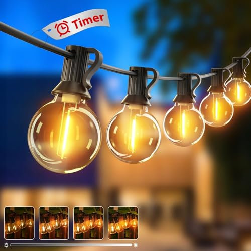 btfarm 36M Lichterkette Außen Dimmbar, 50+3 LED Outdoor Lichterkette Strom mit Timer, Wetterfest IP44 Wasserdicht G40 Lichterkette Glühbirnen für Garten Terrasse Pavillon Party Hochzeiten, Warmweiß