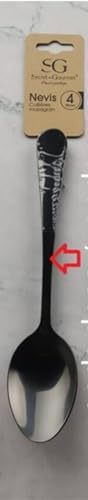 Secret de Gourmet - Juego de 4 cucharas soperas shadow de acero inoxidable, negras