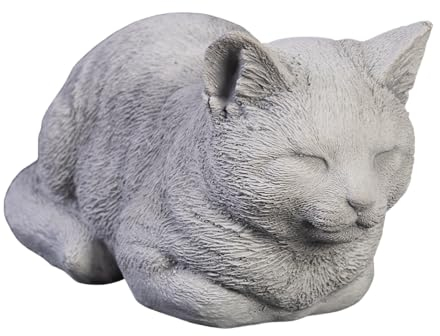 gartendekoparadies.de Petit chat couché en pierre - Hauteur : 11 cm - 2 kg - Résistant au gel - Pour l'extérieur - Gris, D1150